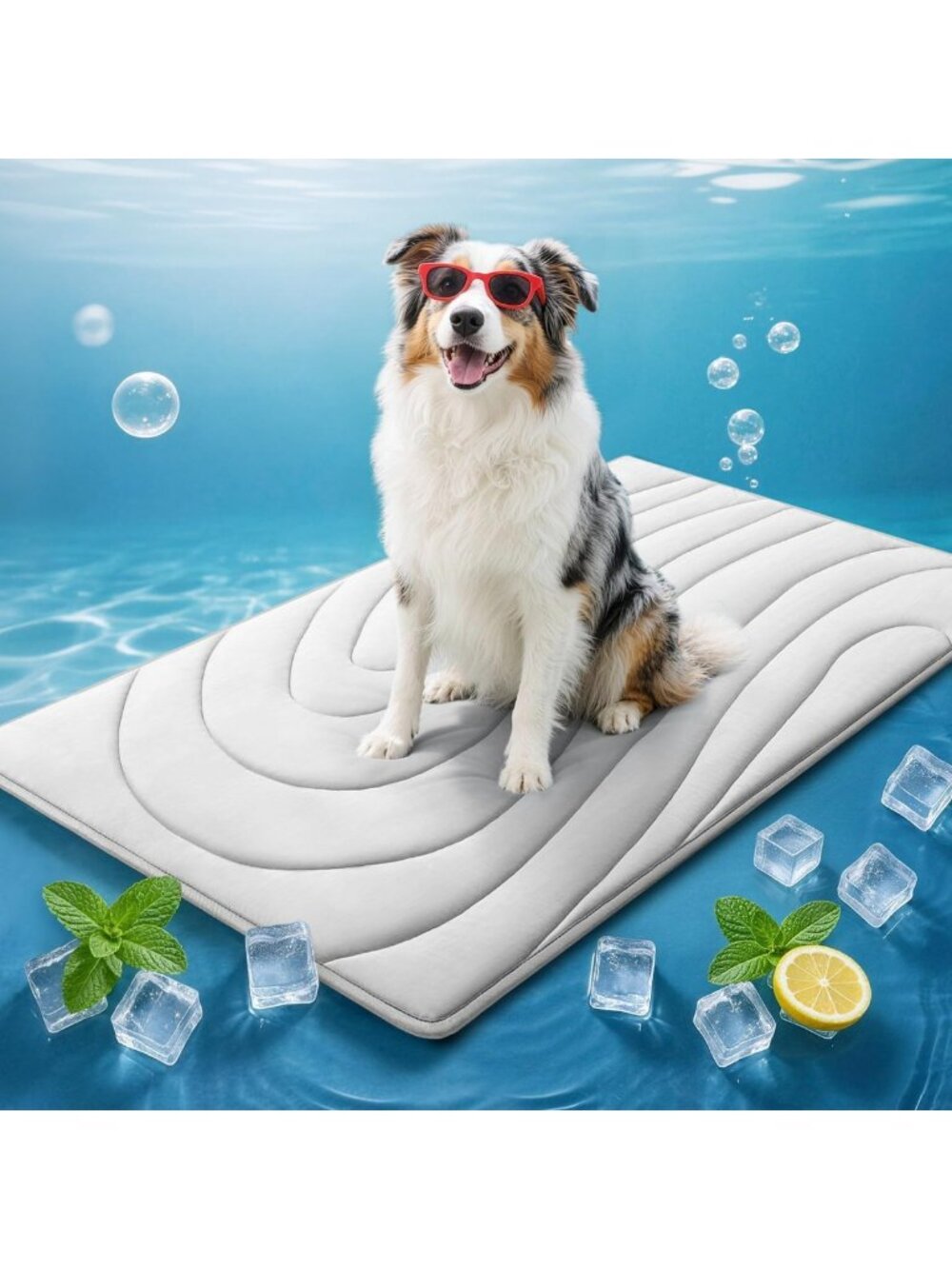 Large Dog Cooling Mat, 48" x 28" Washable Pet Cooling Pad, Grey, Summer Relief